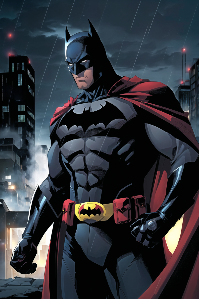 3978528888-3186012545-comic book style, batman, 1boy, dark scene, cowboy shot of batman, athletic, white eyes, no pupils, night city, mist, particles,.png